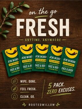 Joe Boxer Green & Yellow Eucalyptus Face & Body Cleansing Wipes - 5 Pack